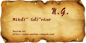 Mikó Günter névjegykártya
